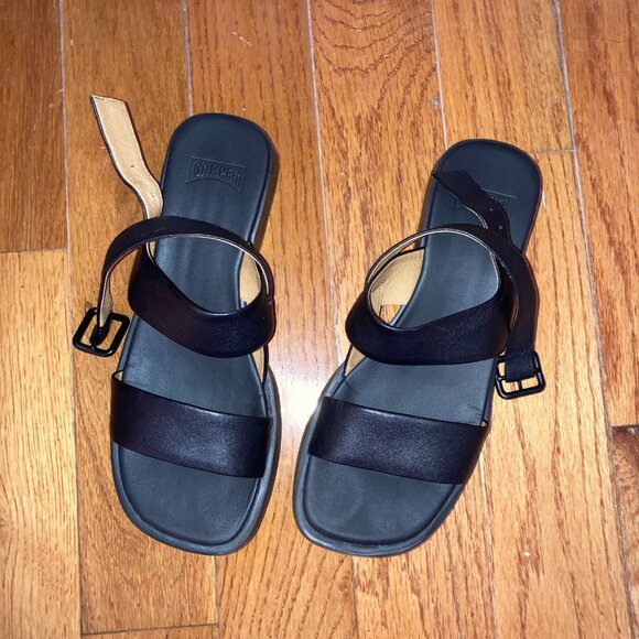 Camper Dana Sandals Black Leather 2-Strap - Picture 4 of 4